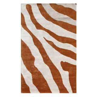 Hand tufted Abstract Orange Spice Wool/ Art silk Rug (96 x 136