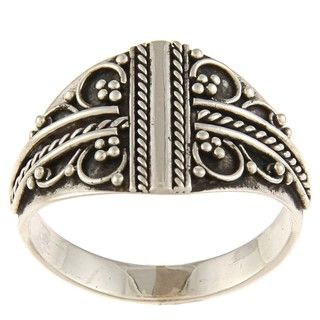 Lily B Sterling Silver Twisted Rope and Bead Design Ring
