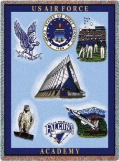 US Air Force Acedemy Collage II Throw   70 x 54 Blanket