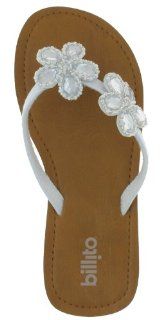 With Gem Flower Girls Fashion Flip Flops White Combo 10/11 Shoes