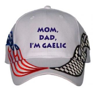 Mom, Dad, Im Gaelic USA Flag / Checker Racing Hat