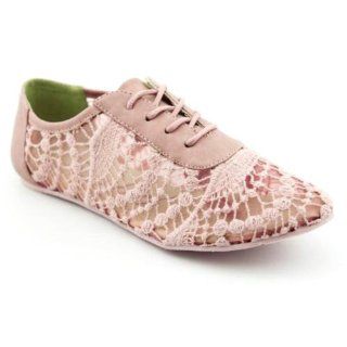 Womens Size 6.5 Pink Peach Lace Crochet Textile Oxfords Shoes Shoes