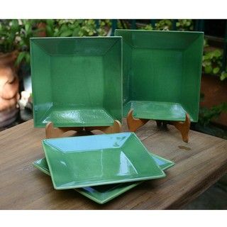 Small Square Green Plates (Set of 4) (Mexico)