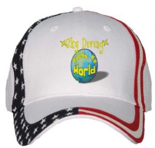 Sky Diving Rocks My World USA Flag Hat / Baseball Cap