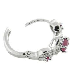 Sterling Silver Ruby and Diamond Accent Hoop Earrings