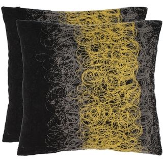 Swirls 18 inch Black/Yellow Decorative Pillows (Set of 2)