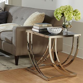 Anson Steel Brushed Arch Curved Sculptural Modern End Table