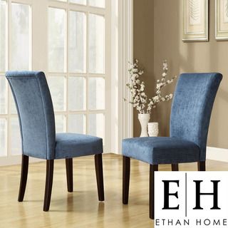 ETHAN HOME Royal Blue Chenille Parson Chairs (Set of 2)