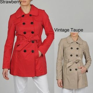 Esprit Womens Double Breasted Belted Trench w/Quilt Detail