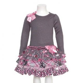 Bonnie Jean Baby Girls Size 24M Gray Tiered Pink Bow
