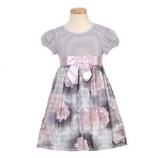 Bonnie Jean Gray Pink Floral Fall Baby Girl Dress 12M