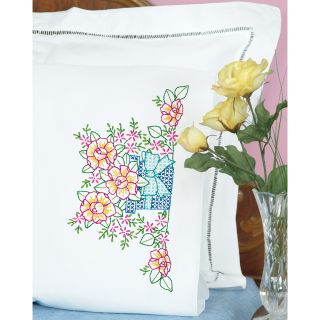 Stamped Pillowcases With White Perle Edge 2/Pkg Flower Pot Today $10