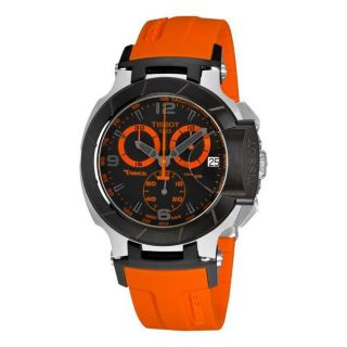 Tissot Mens T Race Quartz Black and Orange Dial Chronograph Watch