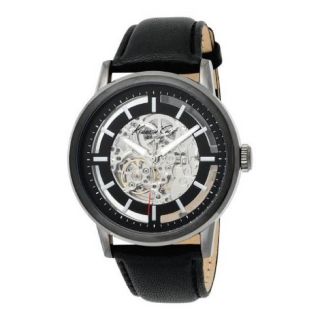 Kenneth Cole Mens Skeleton Dial Automatic Analog Leather Strap Watch