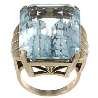 14k Yellow Gold Blue Topaz Cocktail Ring