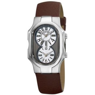 Philip Stein Womens Signature Brown Strap Dual Time Watch