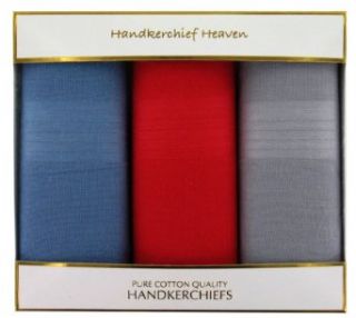 Mens Handkerchiefs (HH81)   Large Gift Box Of 3 Blue/Red