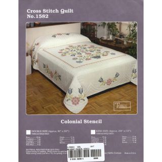 Tobin Colonial Stencil Stamped Cross Stitch Full Quilt Kit