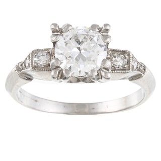 Platinum 1ct TDW Estate Engagement Ring (H I, VS1 VS2)