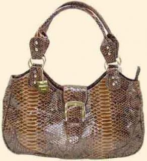 Designer Italian Brown Snake Skin Hobo Handbag (14.5 x 8