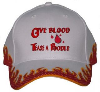 Give Blood Tease a Poodle Orange Flame Hat / Baseball Cap