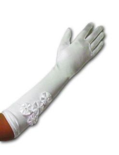 Fancy Pinwheels Long Satin Gloves with Rhinestones