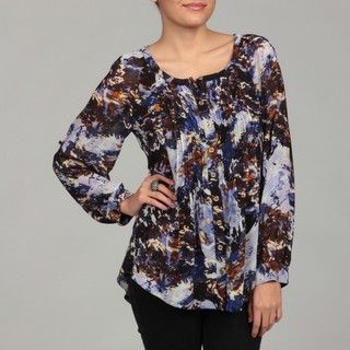Premise Studio Womens Abstract Pleated Top