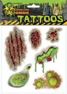 Biohazard Zombie Mutant Body Part Tattoos Accessory Size