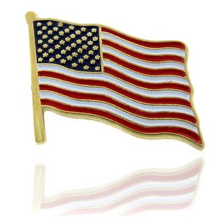 Goldtone Enamel American Flag Lapel Pin
