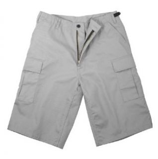 Grey Long Length BDU Military Cargo Shorts (Polyester