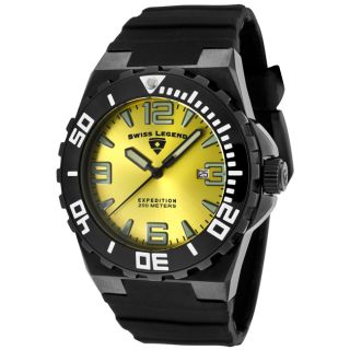 Swiss Legend Mens Expedition Yellow Dial Black Silicon Watch