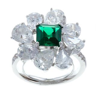 JARDIN Emerald Green and Clear Cubic Zirconia Adjustable Fashion Ring