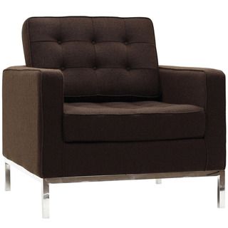 Florence Style Chocolate Brown Wool Armchair
