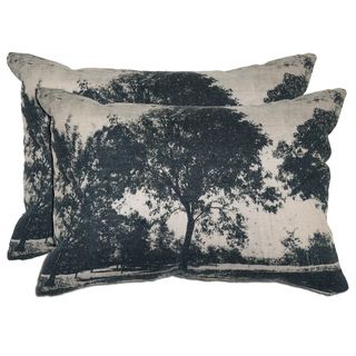 Villa Cotton/ Linen Tree Print Throw Pillows (Set of 2)