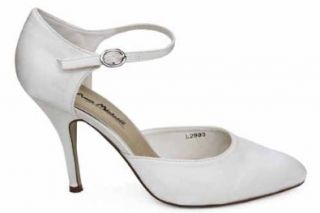 F1479Ivy Womens Ankle Strap Ivory Wedding Heels Shoe Us 10 Uk 8 Shoes