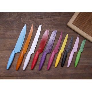 Gela 10 piece Non stick Coated Colorful Knives