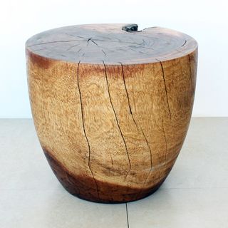 Monkey Pod Wood Walnut Oil finished Oval Drum End Table (Thailand