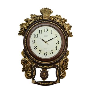 Fabulous Antique Polyresin Pendulum Wall Clock (27x19)