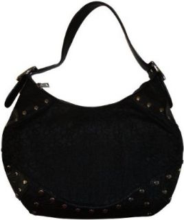 Womens DKNY Purse Handbag T&C Hobo W/Studs Black/Black