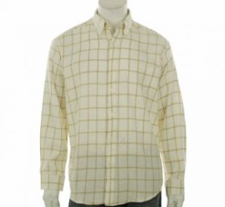 John Ashford Plaid Flannel Long Sleeve Shirt Mens Ivory