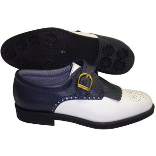 Aerogreen Ladies White/ Blue Classic Buckle Golf Shoes