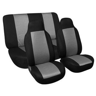 FH Group Premium Grey Fabric Solid Bench Universal Fit Seat Covers
