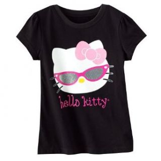 Hello Kitty Girls Short Sleeve Shirt (4, Black) Clothing