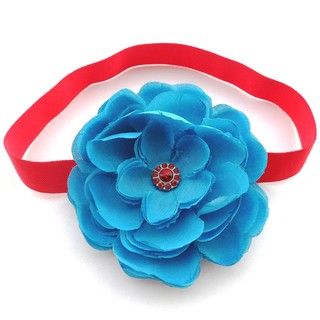 Bow Clippeez 2 Envy Turquoise and Red Boutique Flower Headband