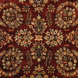 Indo Hand knotted Sarouk Burgundy/ Navy Wool Rug (79 x 101
