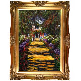 Monet Garden Path at Giverny Hand painted Framed Canvas Art Today $