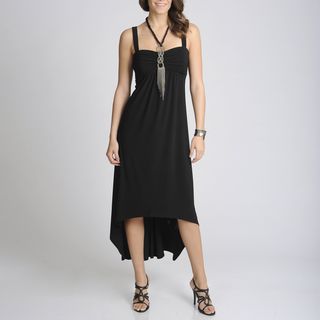 Richards Womens Black High low Dress with Necklace