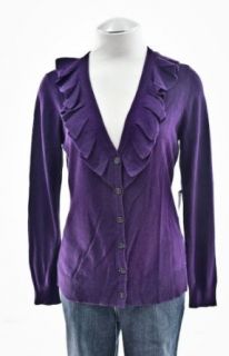 Ralph Lauren Regal Purple Silk Cashmere Ruffle Cardigan