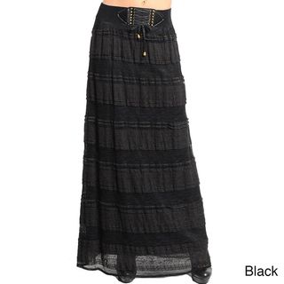 Stanzino Womens Lace up Banded Waist Maxi Skirt