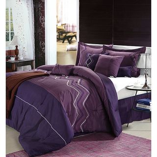 Horizon Plum 8 piece Comforter Set